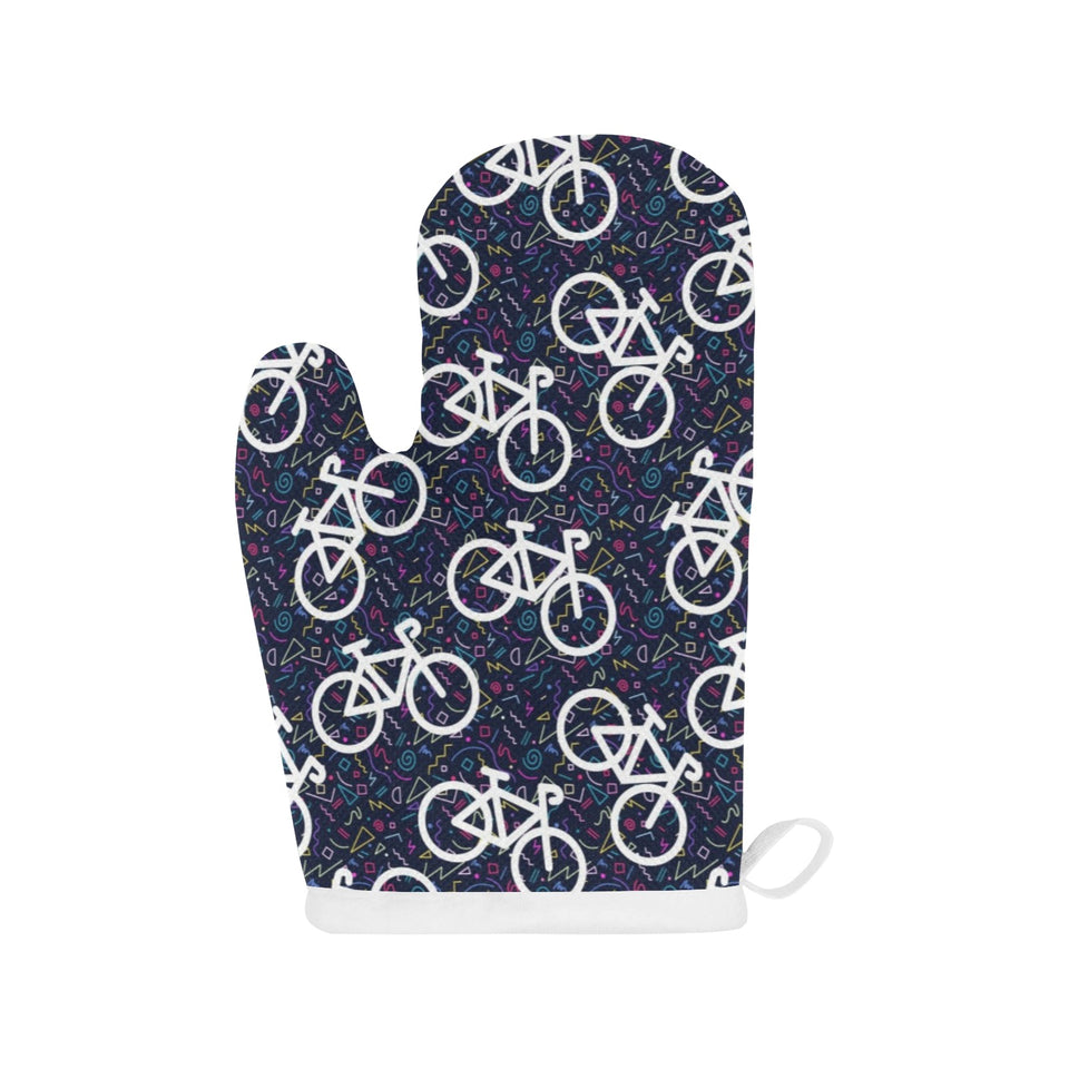 Bicycle Pattern Print Design 03 Heat Resistant Oven Mitts