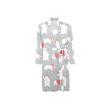 Cute polar bear christmas snow pattern Men's Long Sleeve Belted Night Robe