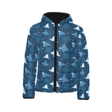 Stingray Pattern Print Design 04 Kids' Boys' Girls' Padded Hooded Jacket