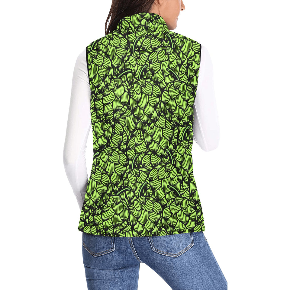 Green hop pattern Women's Padded Vest