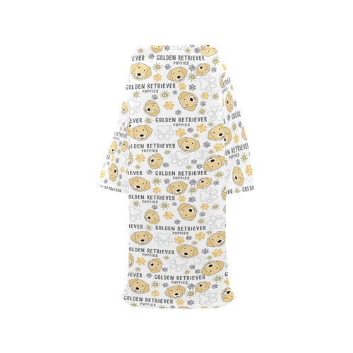 Golden Retriever Pattern Print Design 04 Blanket Robe with Sleeves