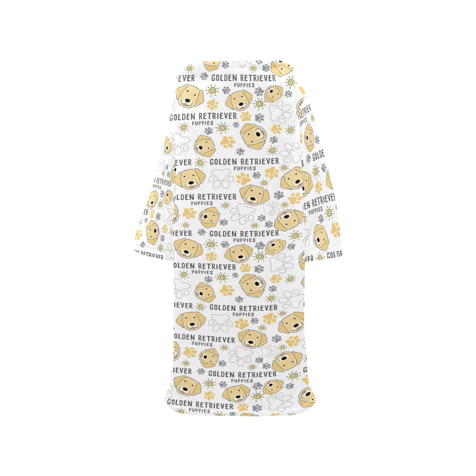 Golden Retriever Pattern Print Design 04 Blanket Robe with Sleeves