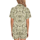 Light Green camouflage pattern Women's V-Neck Short Pajama Set