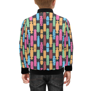 Skate Board Pattern Print Design 02 Kids' Boys' Girls' Bomber Jacket