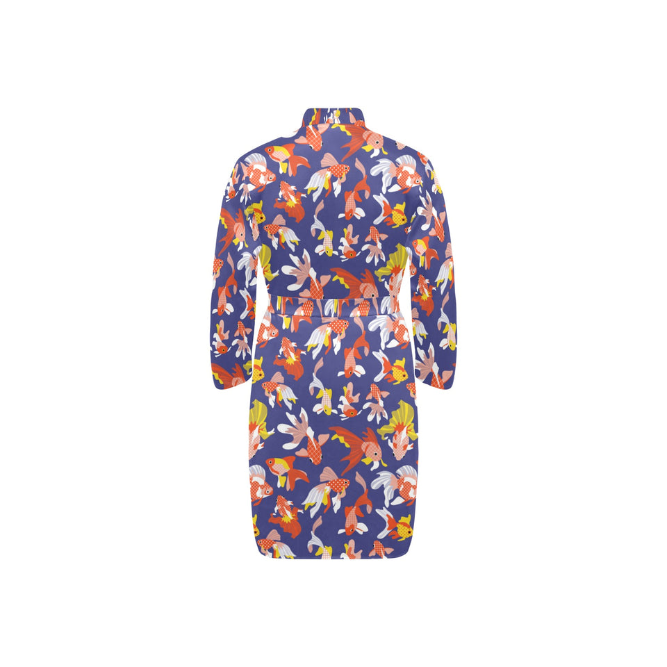 Goldfish Pattern Print Design 04 Men's Long Sleeve Belted Night Robe