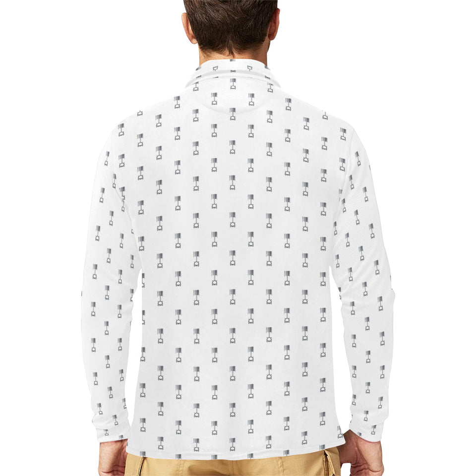 Engine Piston Background Pattern Print Design 01 Men's Long Sleeve Polo Shirt