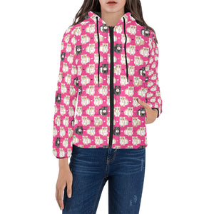 Guinea Pig Pattern Print Design 01 Women's Padded Hooded Jacket