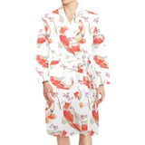 Watercolor Koi Fish Carp Fish pattern Men's Long Sleeve Belted Night Robe