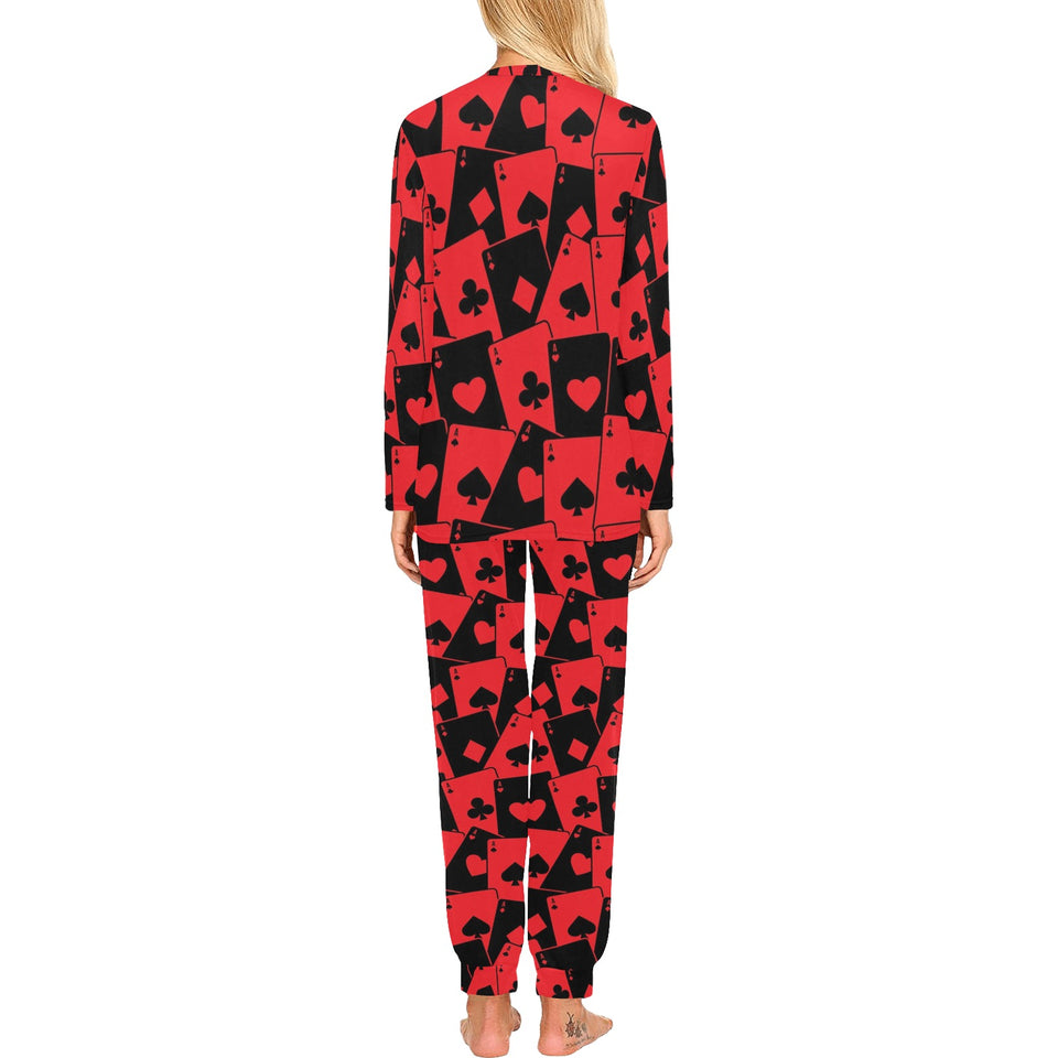 Casino Cards Suits Pattern Print Design 02 Women's All Over Print Pajama Set