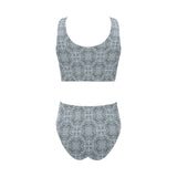 Traditional indian element pattern Chest Bowknot High Waisted Bikini Swimsuit