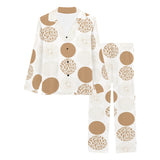 Gold Texture mushroom pattern Women's Long Pajama Set