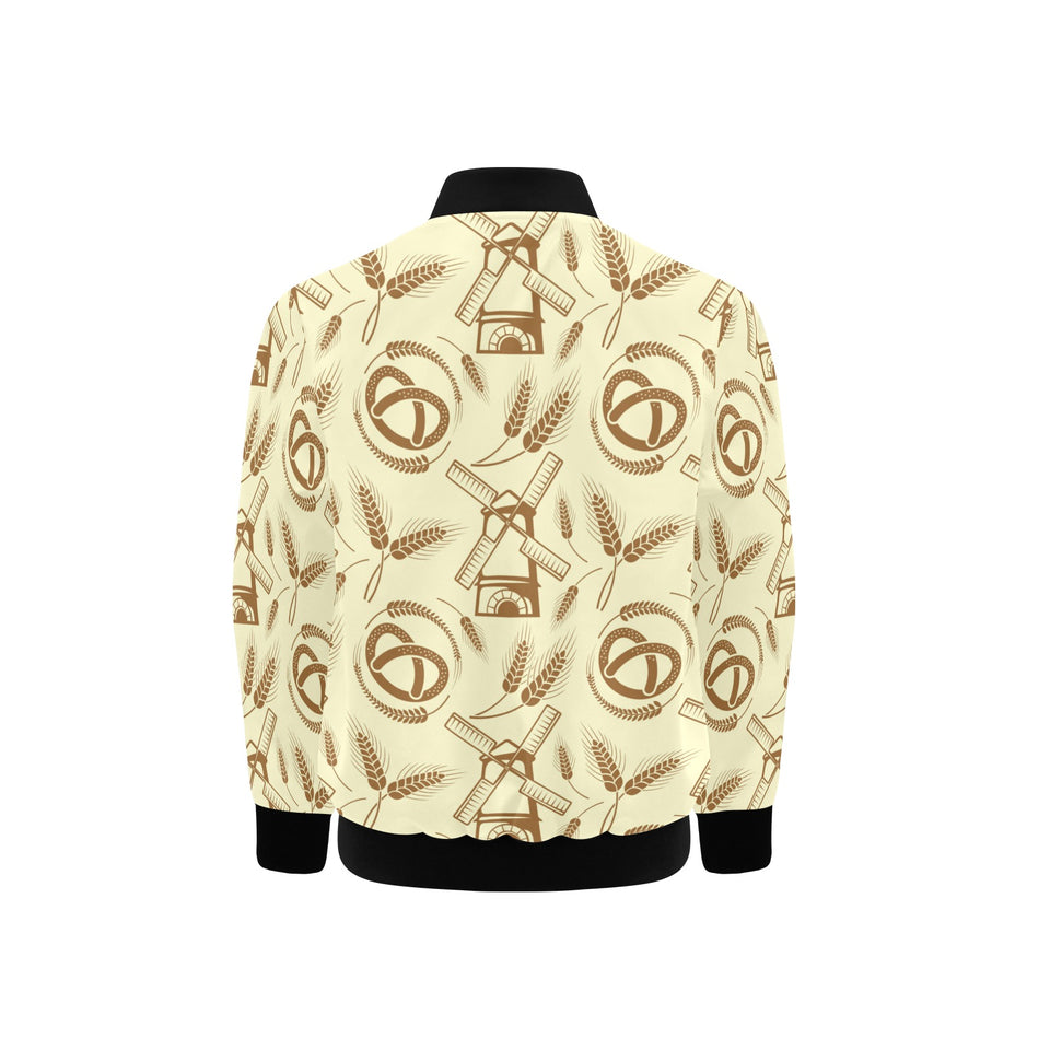 Windmill Wheat pattern Kids' Boys' Girls' Bomber Jacket