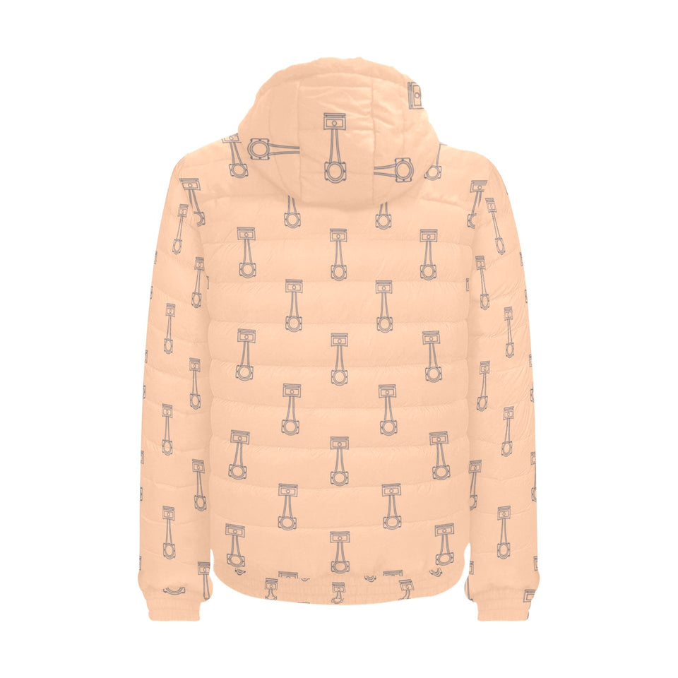 Engine Piston Cream Background Pattern Design 04 Men's Padded Hooded Jacket