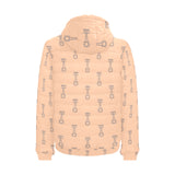 Engine Piston Cream Background Pattern Design 04 Men's Padded Hooded Jacket