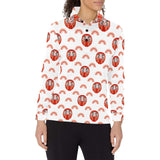 Daruma japanese wooden doll design pattern Women's Long Sleeve Polo Shirt