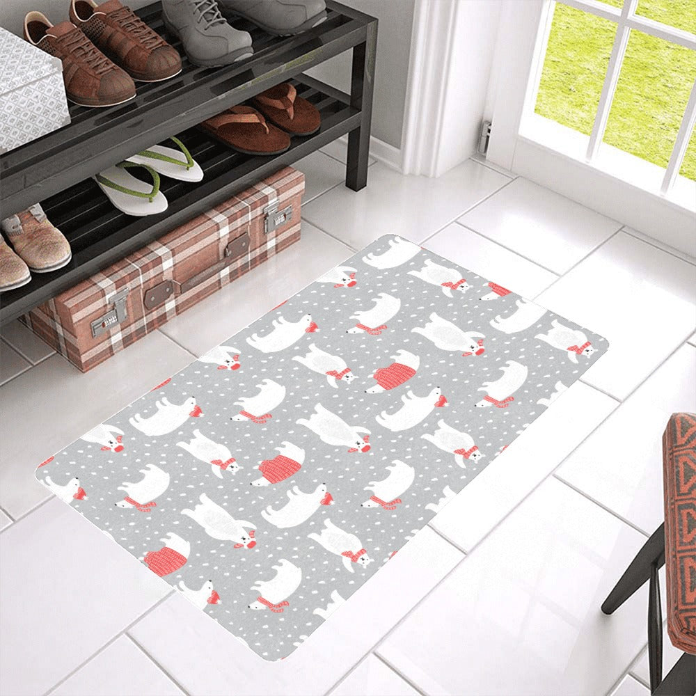 Cute polar bear christmas snow pattern Doormat