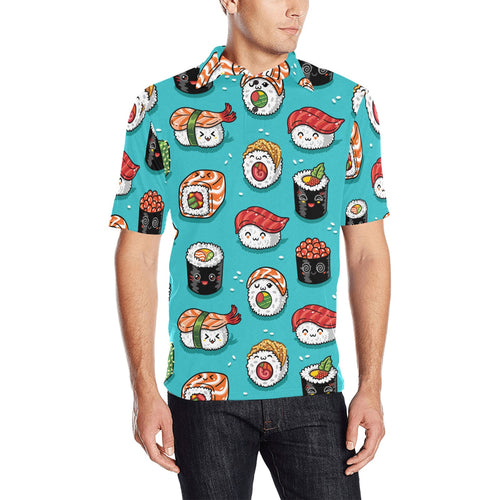 Cute sushi pattern Men's All Over Print Polo Shirt