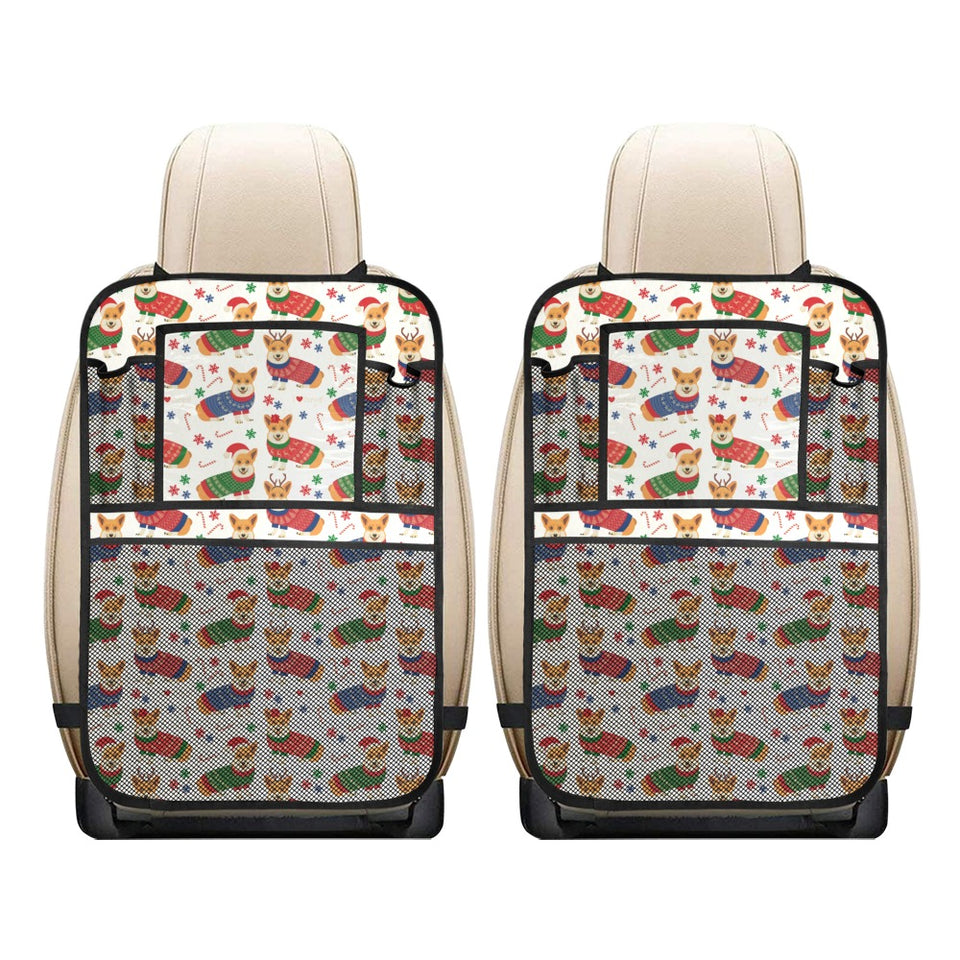 Corgi Christmas Pattern Car Seat Back Organizer