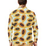Watercolor papaya pattern Men's Long Sleeve Polo Shirt