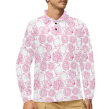 Sketch guava pattern Men's Long Sleeve Polo Shirt