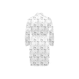 Bull Terrier Pattern Print Design 02 Men's Long Sleeve Belted Night Robe