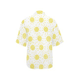 hand drawn sun pattern Women's All Over Print Hawaiian Shirt