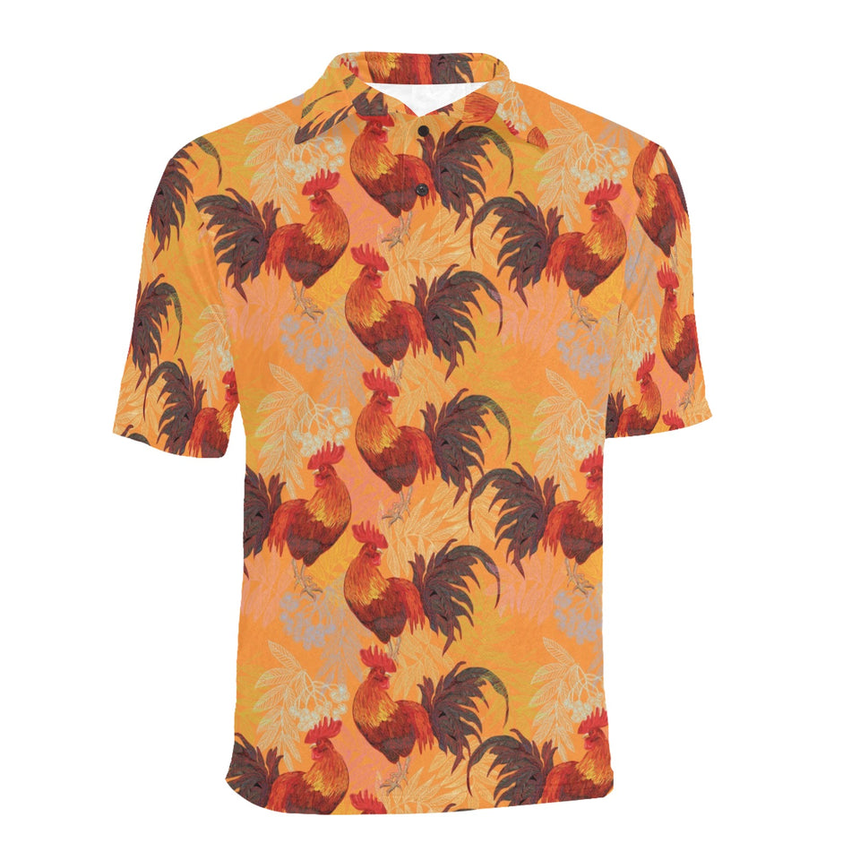 red rooster chicken cock pattern Men's All Over Print Polo Shirt