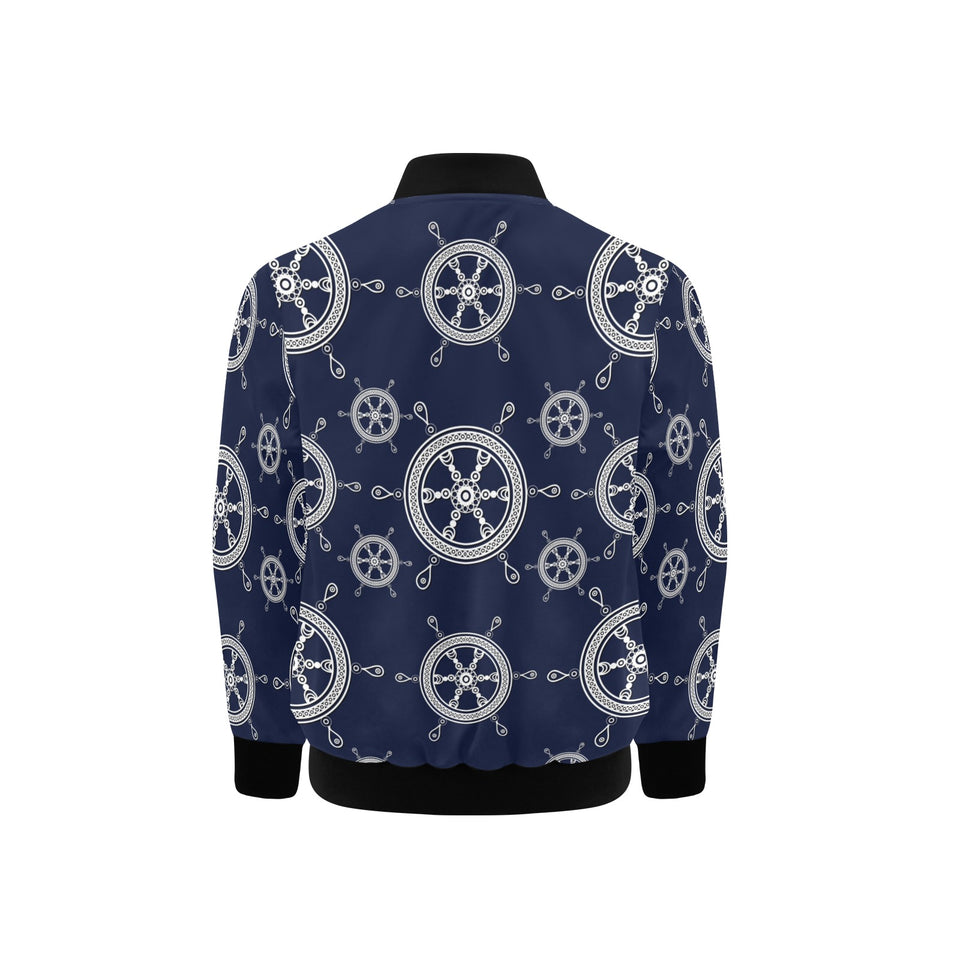 nautical steering wheel design pattern Kids' Boys' Girls' Bomber Jacket