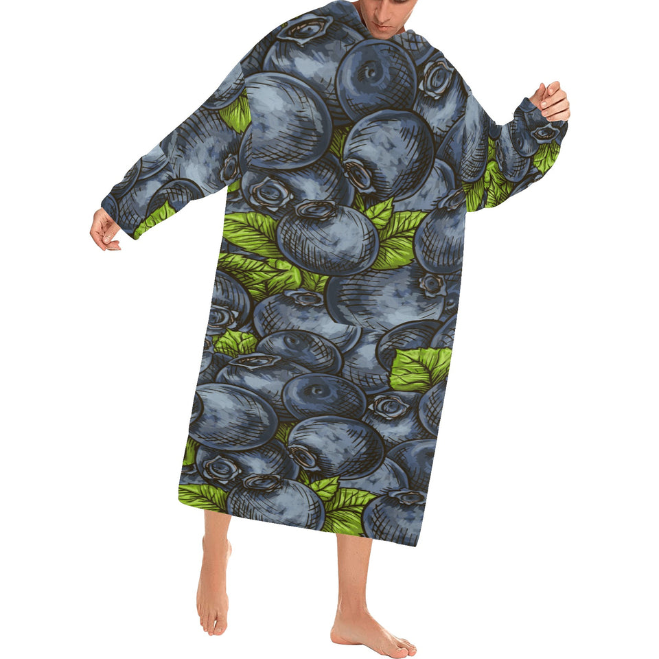 blueberry pattern Blanket Robe with Sleeves