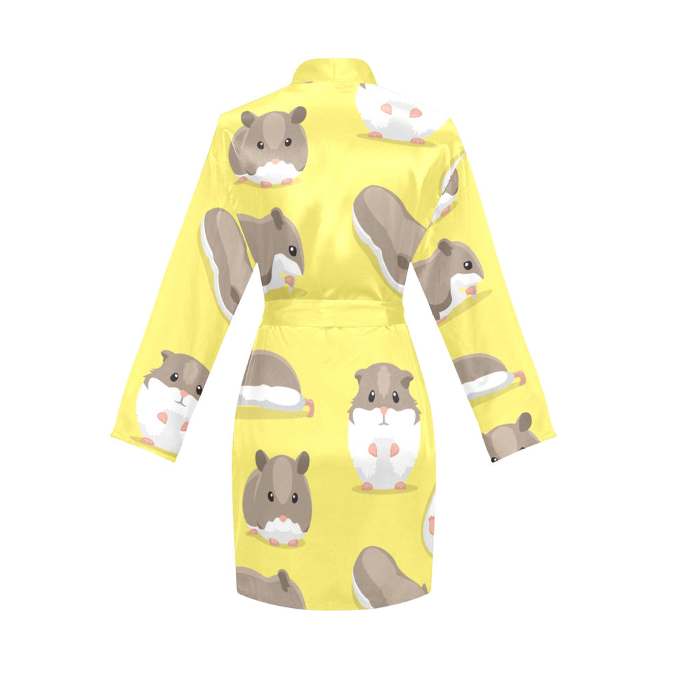 Cute Hamster pattern Women's Long Sleeve Belted Night Robe