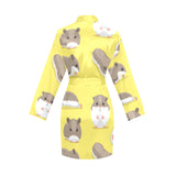 Cute Hamster pattern Women's Long Sleeve Belted Night Robe