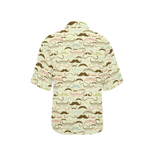 Mustache Beard Pattern Print Design 01 Women's All Over Print Hawaiian Shirt