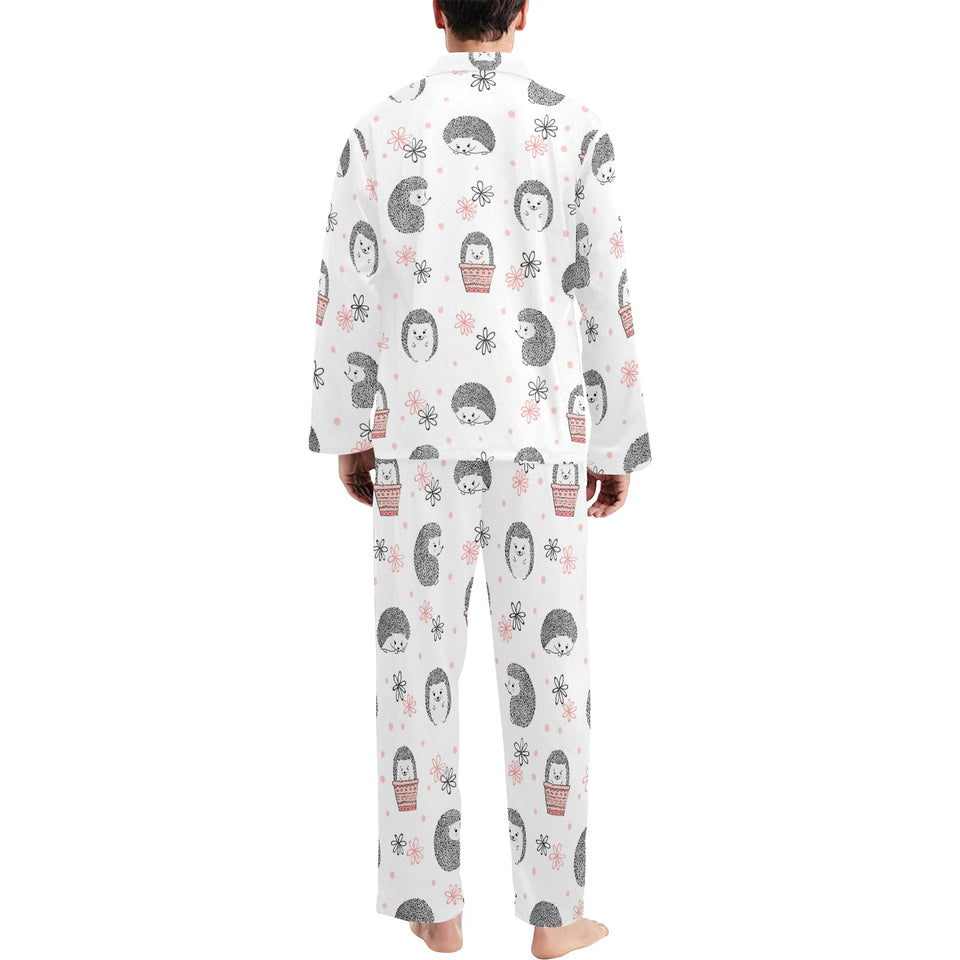 Hedgehog Pattern Print Design 02 Men's Long Pajama Set