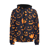 Halloween pattern Pumpkin background Men's Padded Hooded Jacket