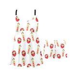 Daruma japanese wooden doll Chest Sexy Pleated Two Piece Swim Dress