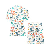 Cute Crocodile Pattern Men's V-Neck Short Pajama Set