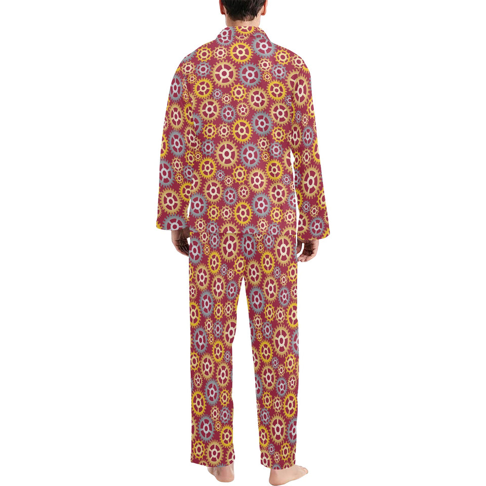 Gear Pattern Print Design 04 Men's Long Pajama Set