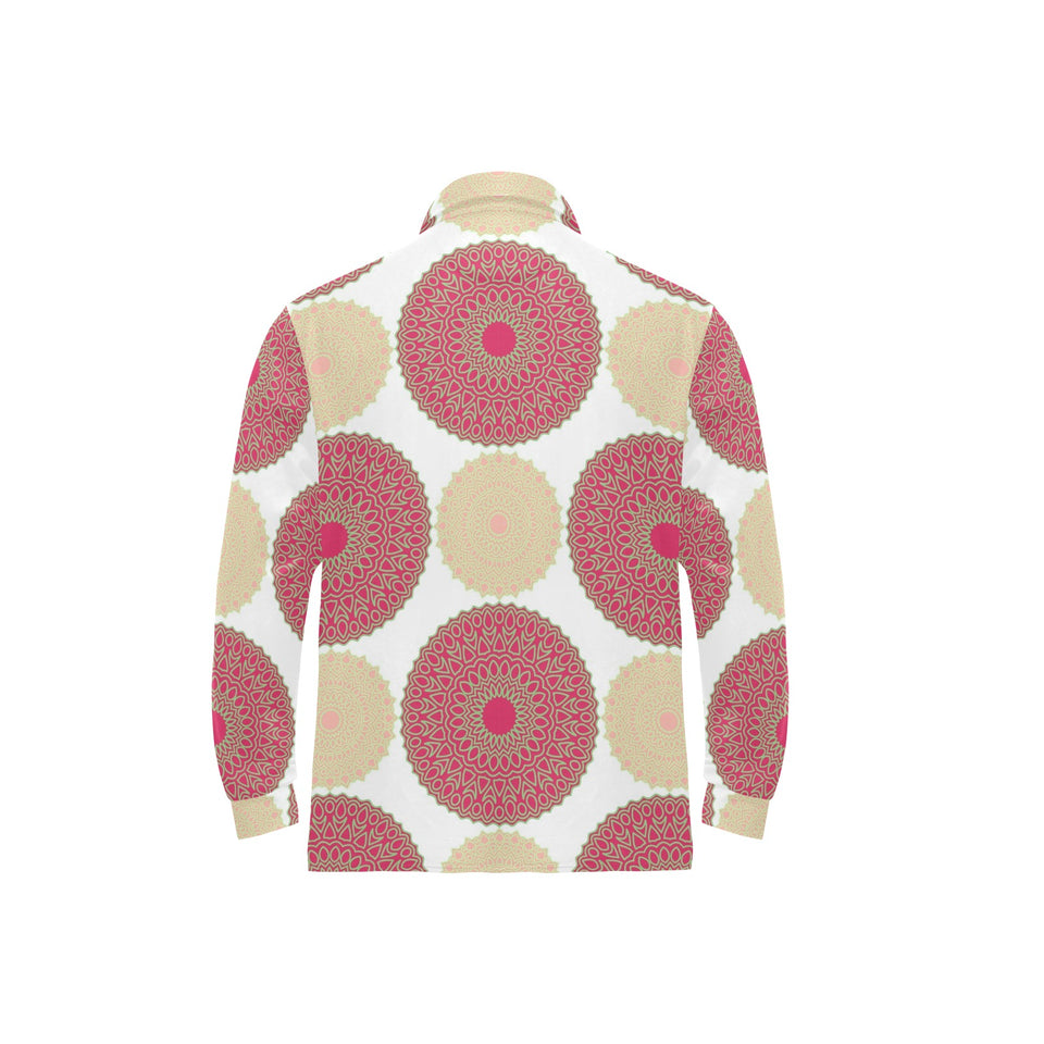 Circle indian pattern Men's Long Sleeve Polo Shirt