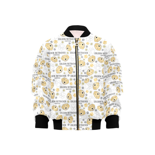 Golden Retriever Pattern Print Design 04 Kids' Boys' Girls' Bomber Jacket