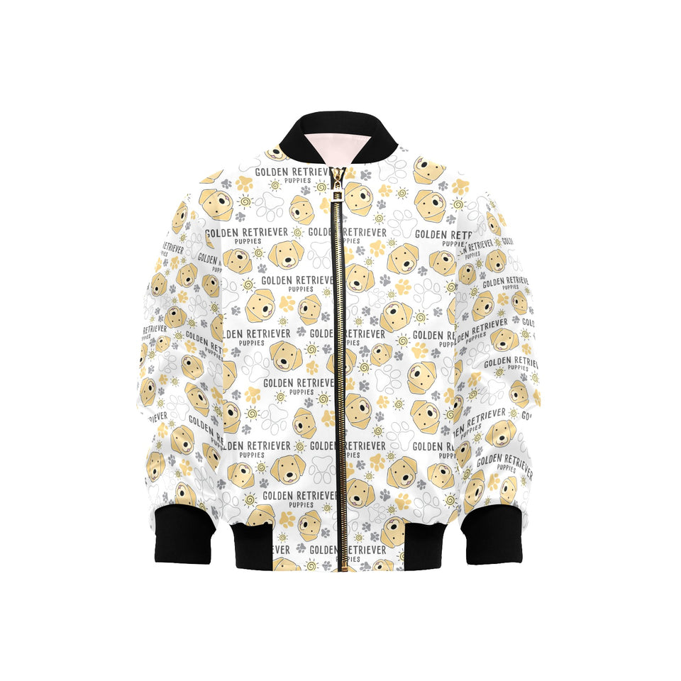 Golden Retriever Pattern Print Design 04 Kids' Boys' Girls' Bomber Jacket