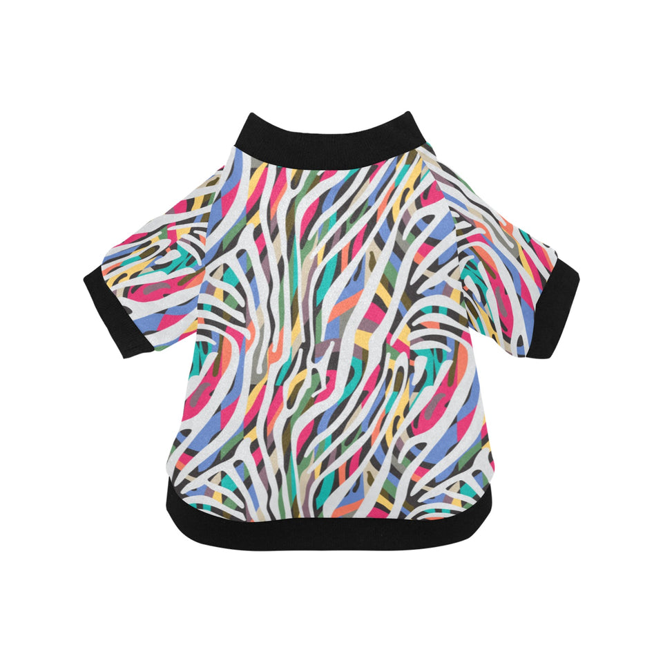 Colorful zebra skin pattern All Over Print Pet Dog Round Neck Fuzzy Shirt