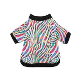 Colorful zebra skin pattern All Over Print Pet Dog Round Neck Fuzzy Shirt
