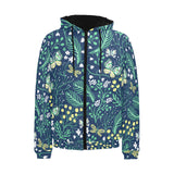 butterfly leaves pattern Men's Padded Hooded Jacket