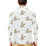 Cute Rhino pattern background Men's Long Sleeve Polo Shirt