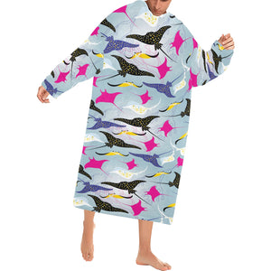 Stingray Pattern Print Design 01 Blanket Robe with Sleeves