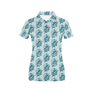 Swordfish Pattern Print Design 05 Women's All Over Print Polo Shirt