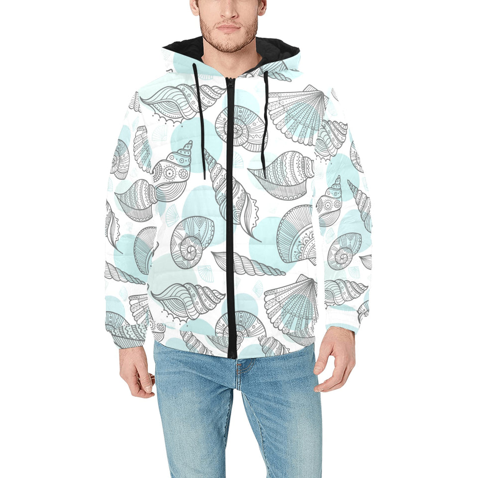 Shell polynesian tribal Men's Padded Hooded Jacket