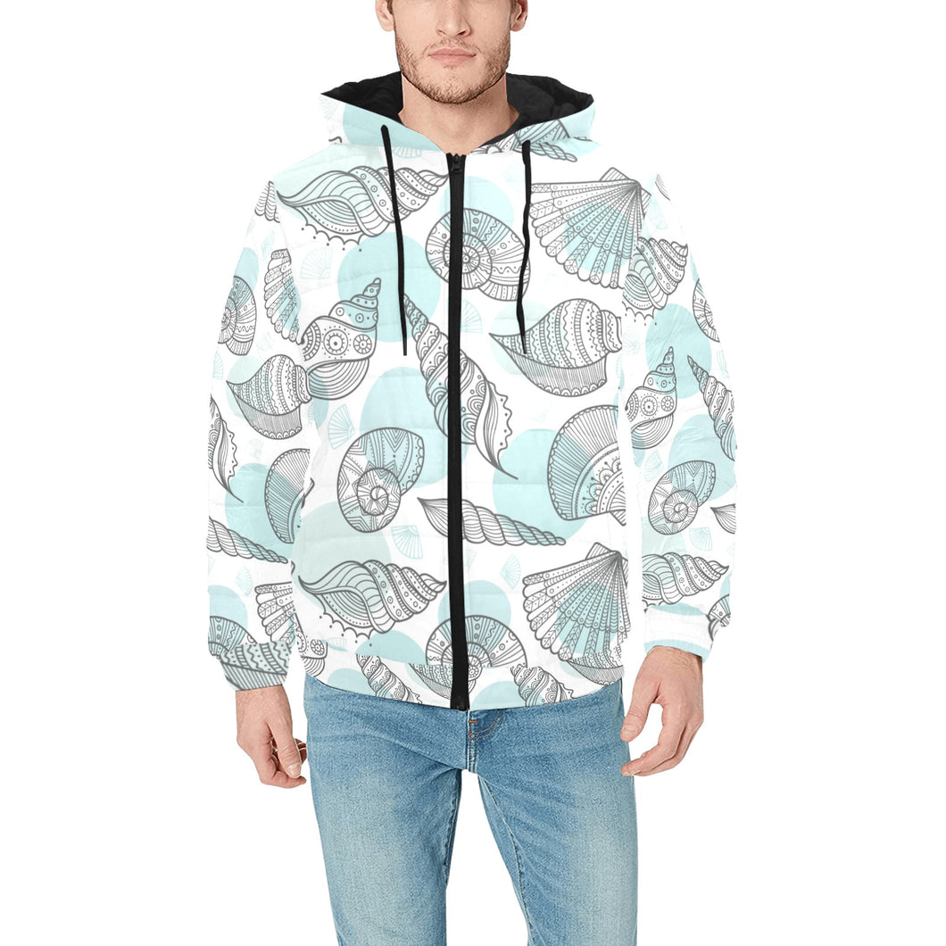 Shell polynesian tribal Men's Padded Hooded Jacket
