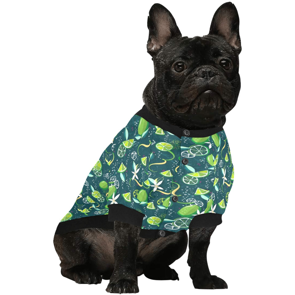 Lime ice flower pattern All Over Print Pet Dog Round Neck Fuzzy Shirt