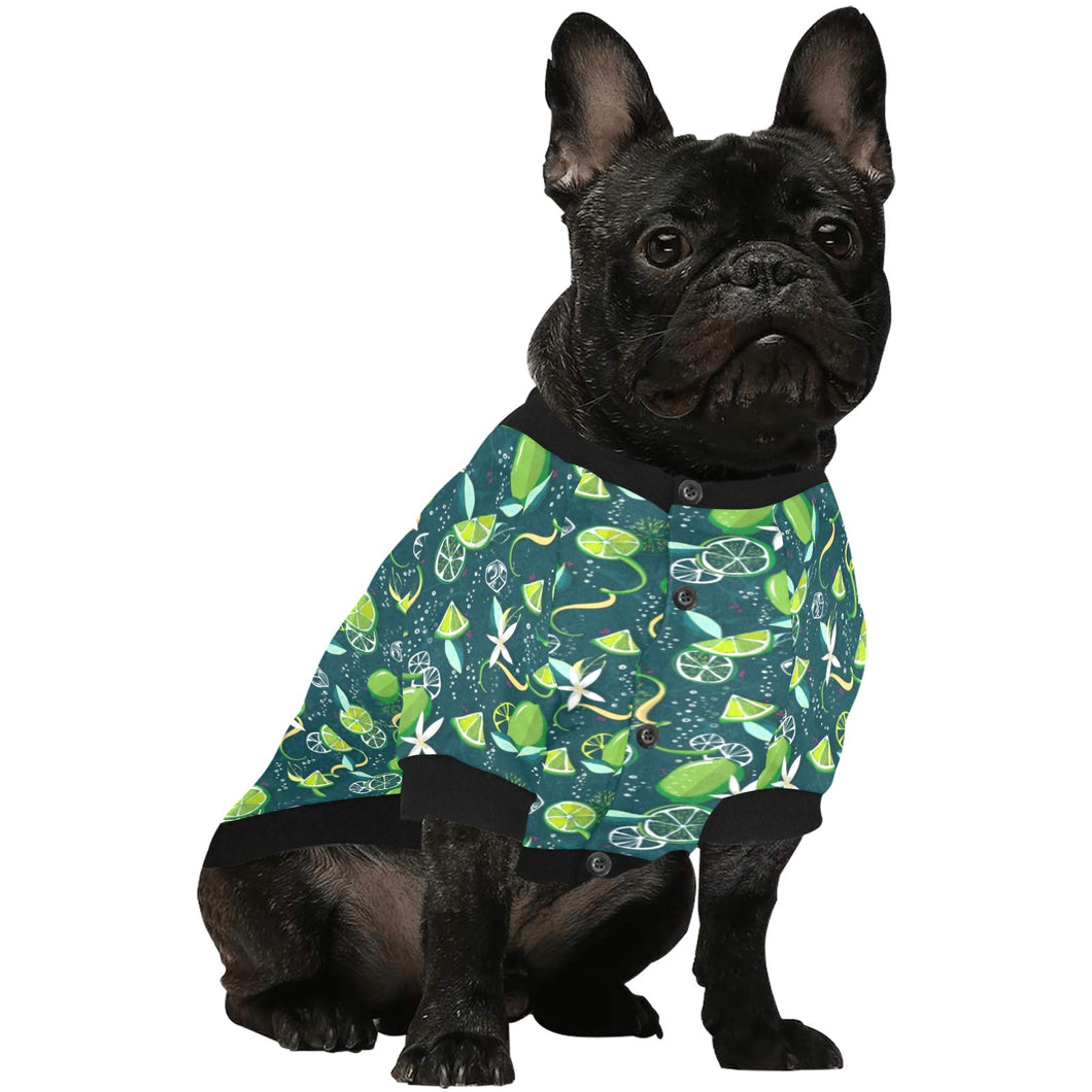 Lime ice flower pattern All Over Print Pet Dog Round Neck Fuzzy Shirt